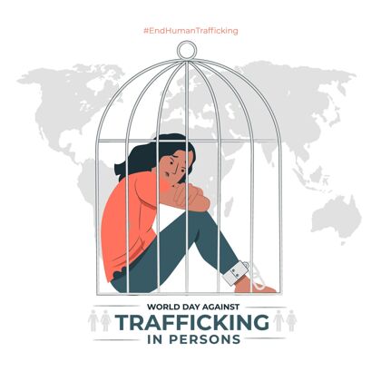 自由世界打击贩运人口日概念图虐待受害者世界日