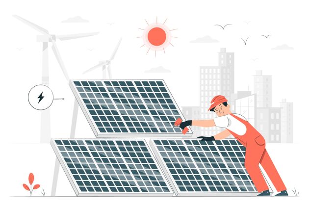 太阳能板太阳能概念图太阳能太阳能概念插图