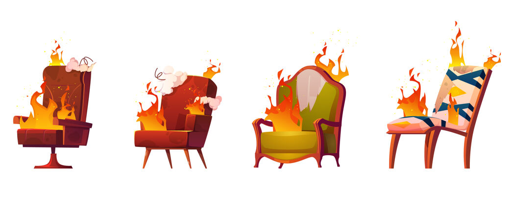 碰撞把破椅子和扶手椅在火里烧了坚持修复扶手椅