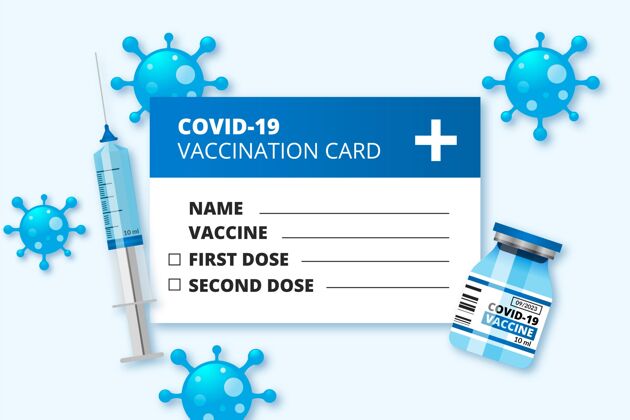 病毒逼真的冠状病毒疫苗接种记录卡模板疾病感染疫苗