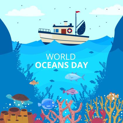 环境平面世界海洋日插图生态系统国际地球