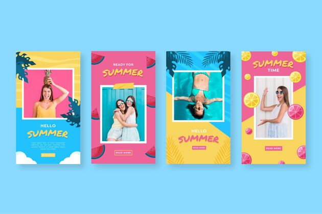 平面设计平淡夏日instagram故事集附照片包装收藏夏季