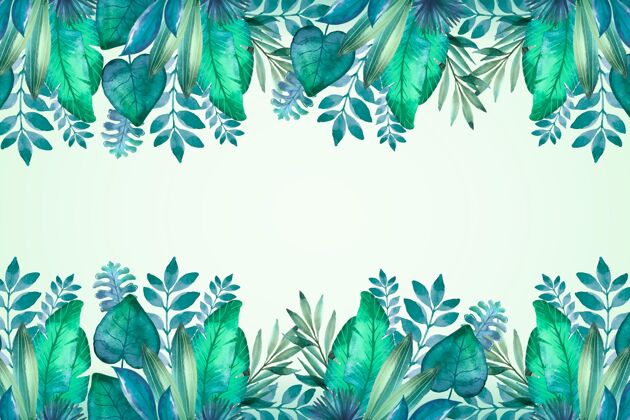 水彩画背景手绘水彩画热带树叶背景季节热带墙纸树叶
