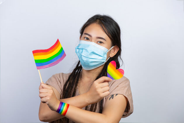 旗帜彩虹旗为lgbt社区骄傲的概念意识权利骄傲同性恋