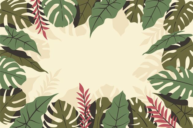 热带树叶手绘热带树叶背景热带树叶背景热带墙纸树叶