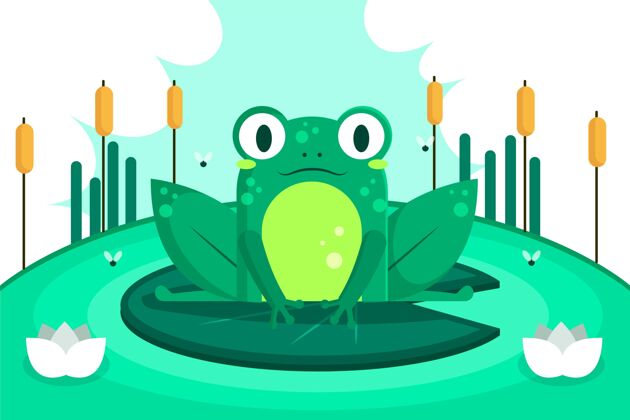 可爱平面设计可爱青蛙插画野生动物自然