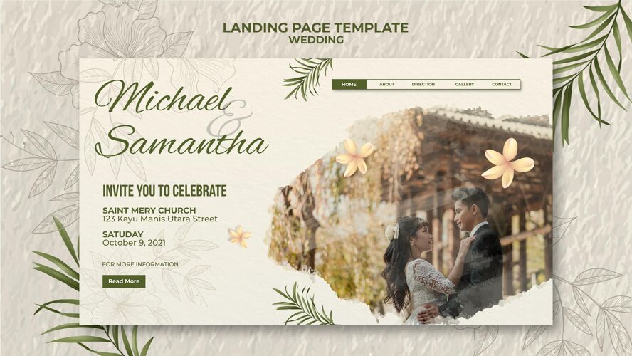 婚礼优雅的婚礼登陆页模板登陆页订婚美丽