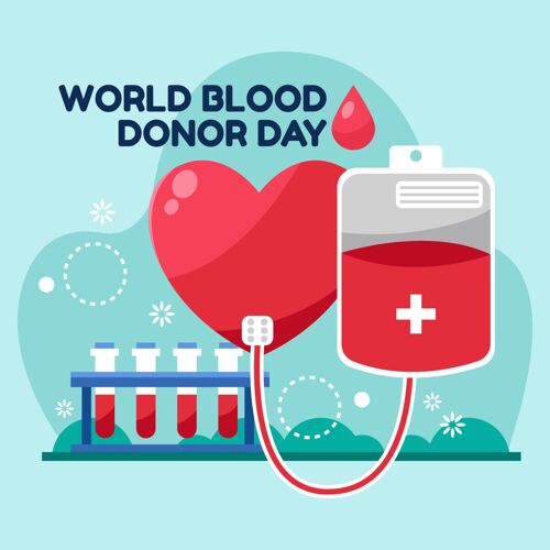 国际卡通世界献血者日插画世界拯救生命健康
