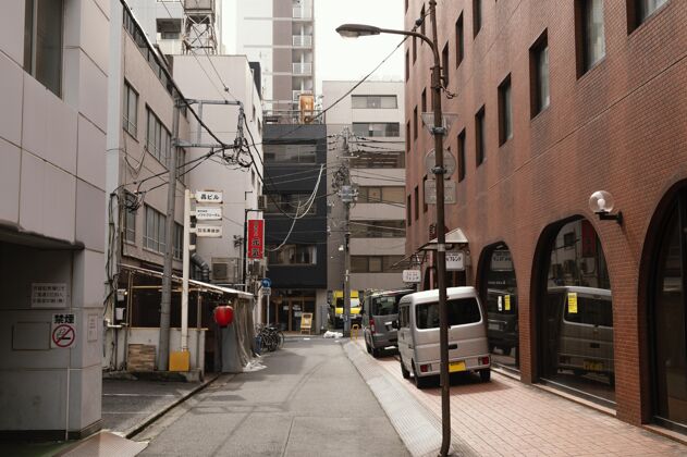 空街美丽的日本城市 空荡荡的街道路面城市日本