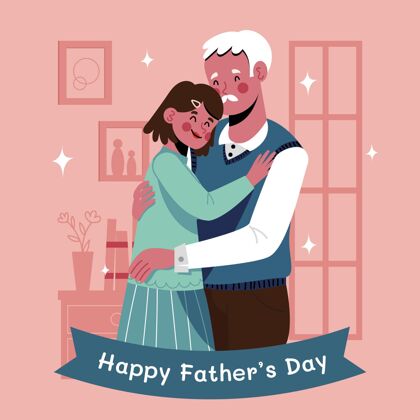 庆祝手绘父亲节插图男性节日家庭