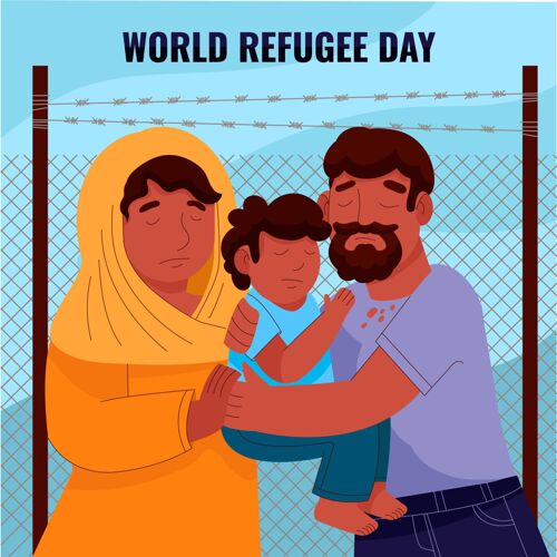 世界难民日卡通世界难民日插画暴力冲突卡通
