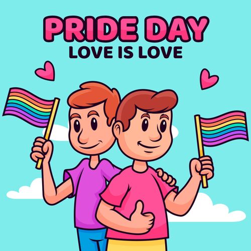 双性恋卡通骄傲日插画同性恋庆典女同性恋