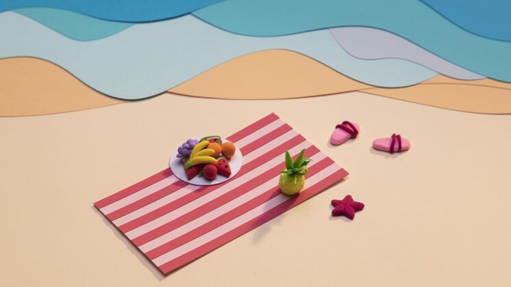 静物纸做的夏日海滩布置欢乐安排分类