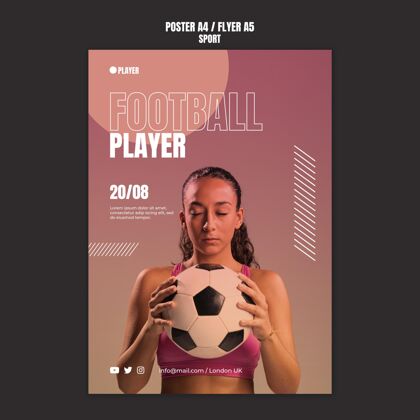运动运动海报模板与女子踢足球的照片生活方式海报运动
