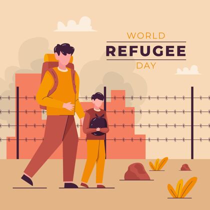 平面设计有机平面世界难民日插画有机全球冲突