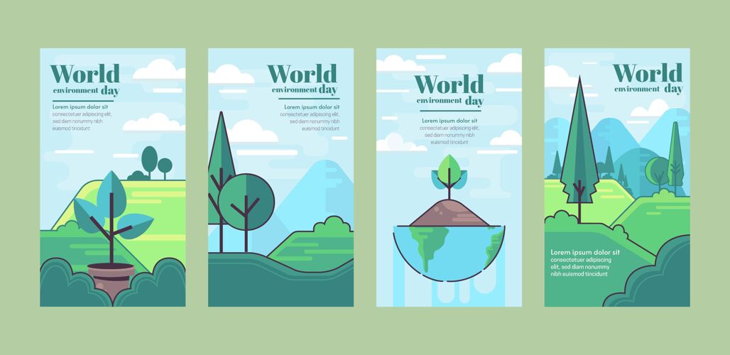 自然平面世界环境日instagram故事集网页模板平面设计生态