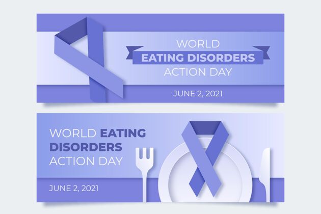 全球世界饮食失调行动日横幅设置在纸上生病健康行动