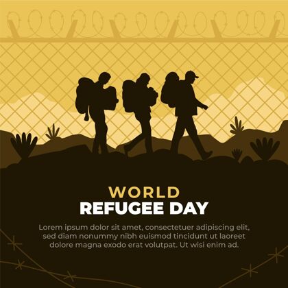 全球平面世界难民日插画国际难民冲突