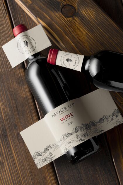 葡萄酒模型酒瓶标签模拟俯视图标签葡萄酒标签模型
