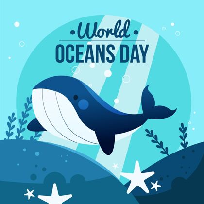 海洋卡通世界海洋日插画世界海洋日地球卡通
