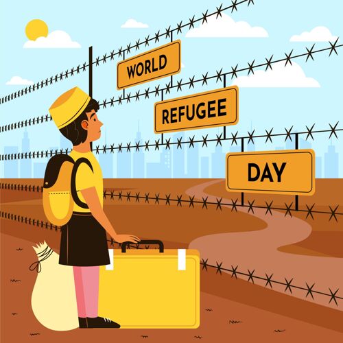 世界难民日有机平面世界难民日插画有机平面意识