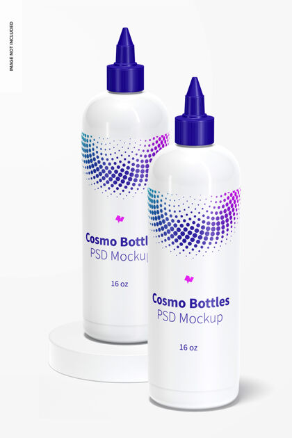 化妆品产品16盎司cosmo瓶 顶部有扭曲的瓶盖模型 右视图瓶子设计奶瓶