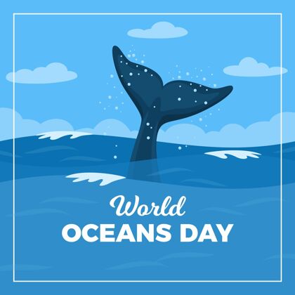 全球平面世界海洋日插图国际庆典海洋日