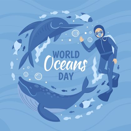 活动手绘世界海洋日插图世界海洋日海洋日环境