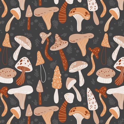 图案设计手绘蘑菇图案装饰蘑菇真菌