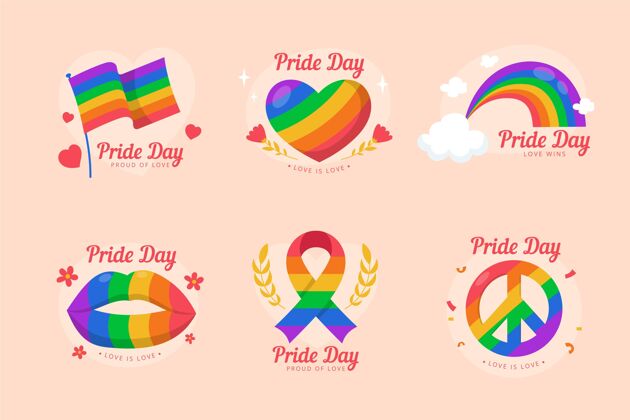 分类手绘骄傲日标签系列手绘设置女同性恋