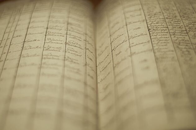 记录软重点的地方记录与居民的姓名和信息列表的旧书库顺序笔记