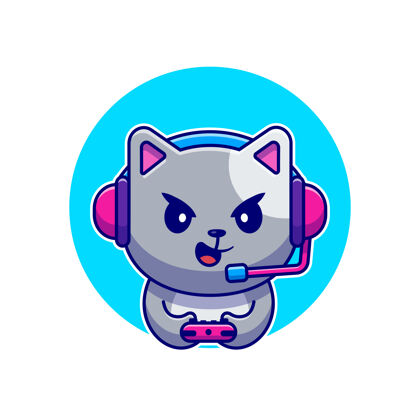可爱可爱的猫游戏卡通动物键盘游戏杆