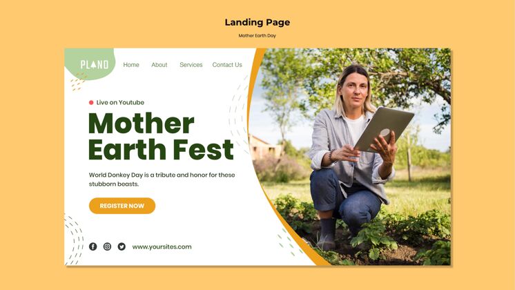 主页地球母亲节网页模板与照片环境蔬菜可持续发展