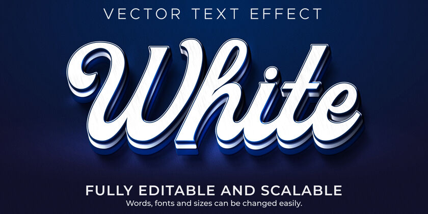 文字效果白蓝文字效果 可编辑的威望和品牌文字风格白色排版蓝色