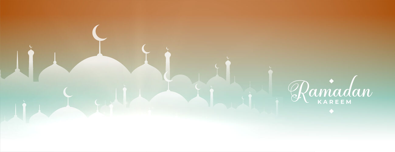 场合斋月卡里姆清真寺横幅开斋节阿修拉问候语