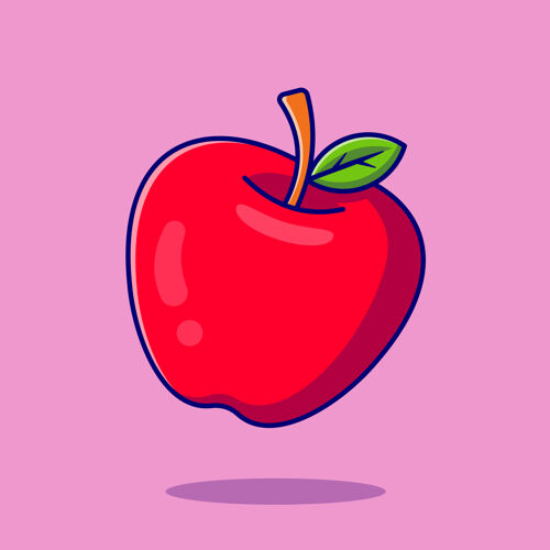 素食者苹果水果卡通图标插图食品水果图标概念隔离平面卡通风格膳食苹果素食者