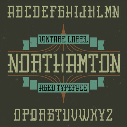 刮痕名为northamton的复古标签字体徽章年份类型