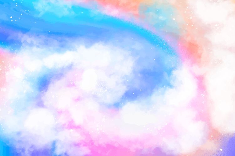 多云手绘水彩粉彩天空背景渐变背景壁纸