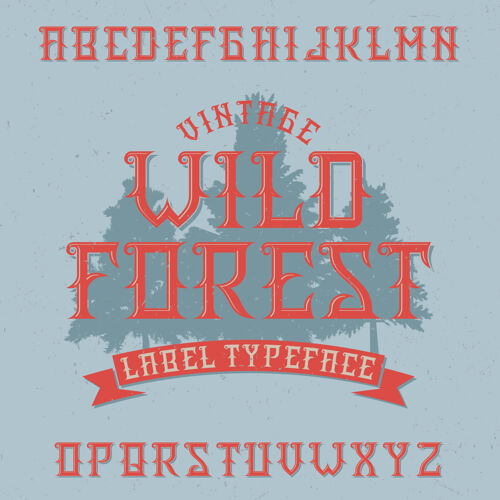 Abcd复古标签字体命名为野生森林Latin排版手写体