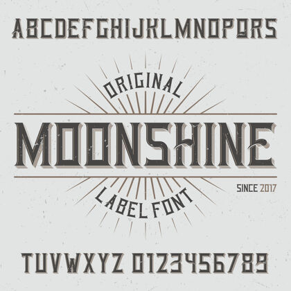 Badge复古标签字体命名为月光MoonLetteringGrain
