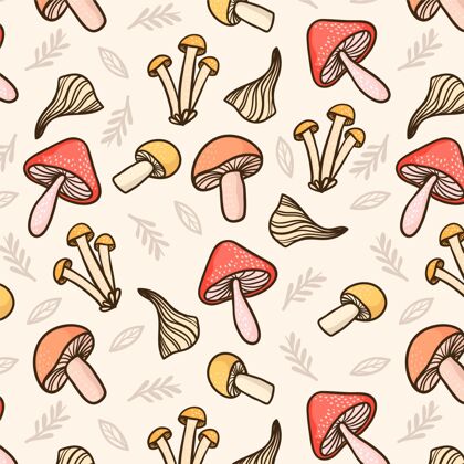 壁纸手绘蘑菇图案蘑菇收藏图案蘑菇
