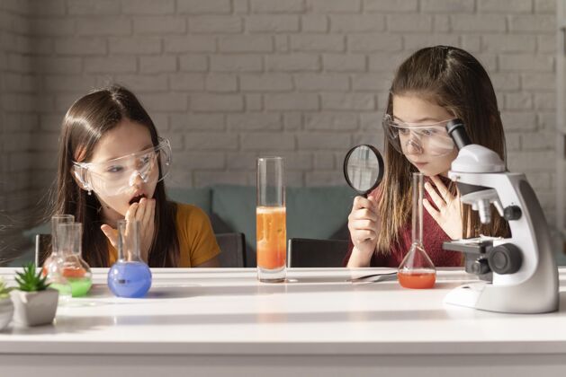 科学中枪女孩学科学学习孩子学校