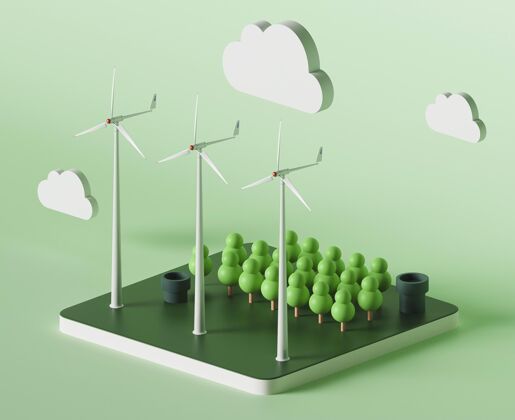 生态3d风车项目3d节能可再生能源