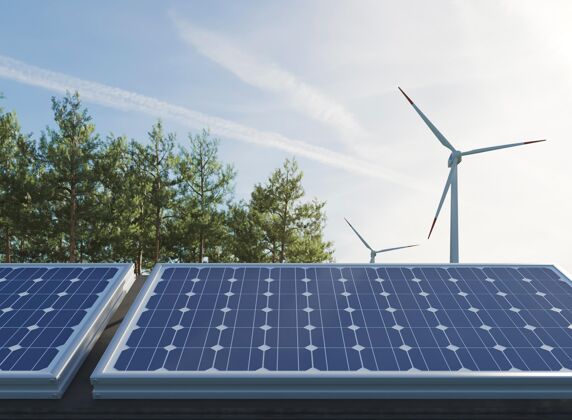 可再生能源节能3d太阳能面板项目节能风车太阳能电池板