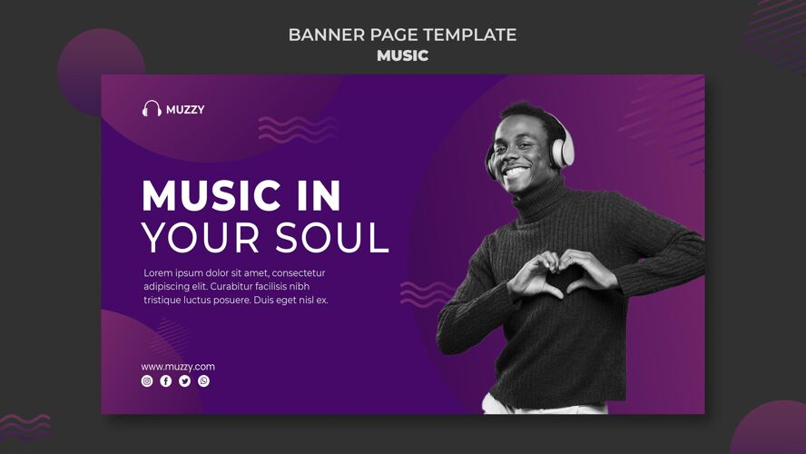 耳机音乐收听横幅模板旋律音乐横幅
