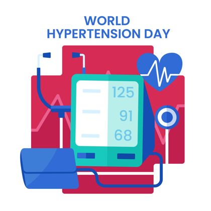 健康平面世界高血压日插画平面设计意识中风