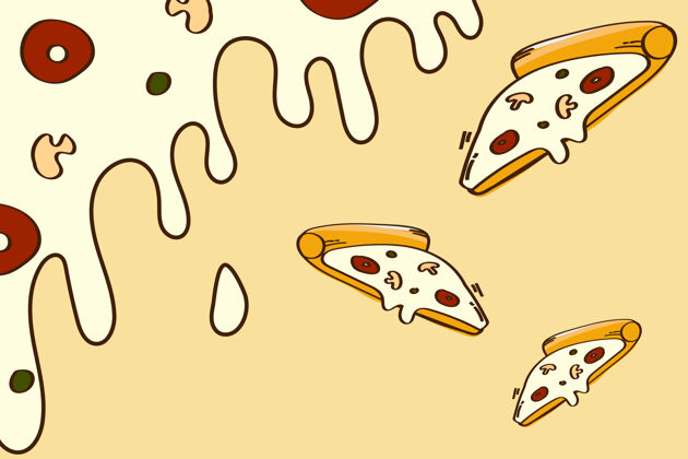 美国菜披萨涂鸦图案背景菜单美食家脂肪