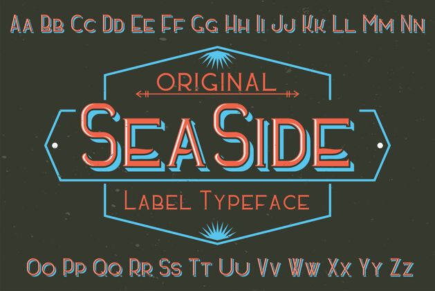 字母原版标签字体命名为“seaside”适用于任何标签设计字母表海洋海洋