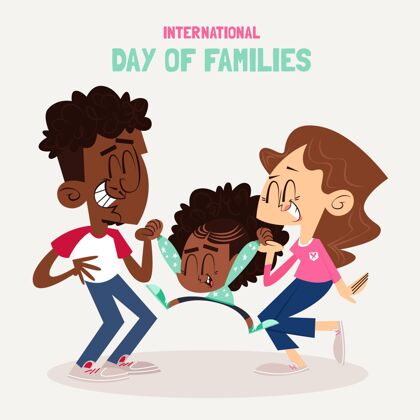 父母卡通国际家庭日插画卡通国际家庭日全球