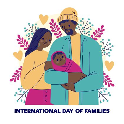 全球手绘国际家庭日插画父亲孩子人